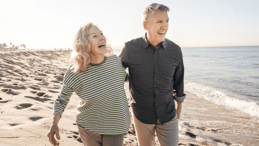 elderly couple on beach