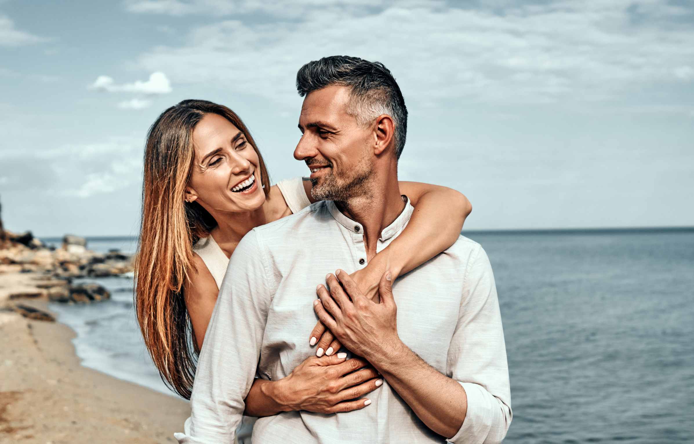 Middle Aged Couple on Beach