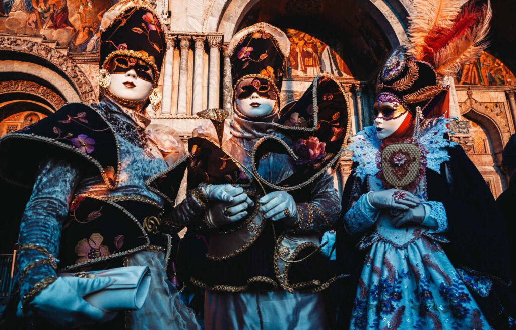 People in Venetian Carnival Costumes