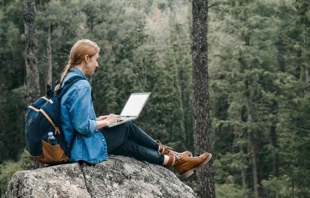 Remote Work Women in Forest