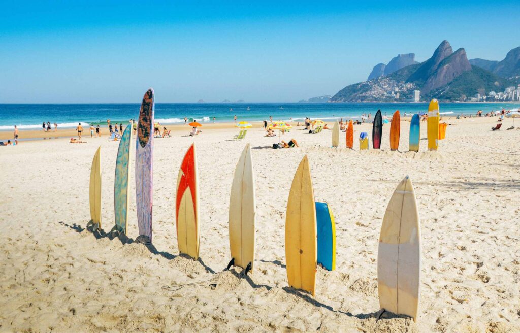 Surfboards at Ipanema beach, Rio de Janeiro, Brazil