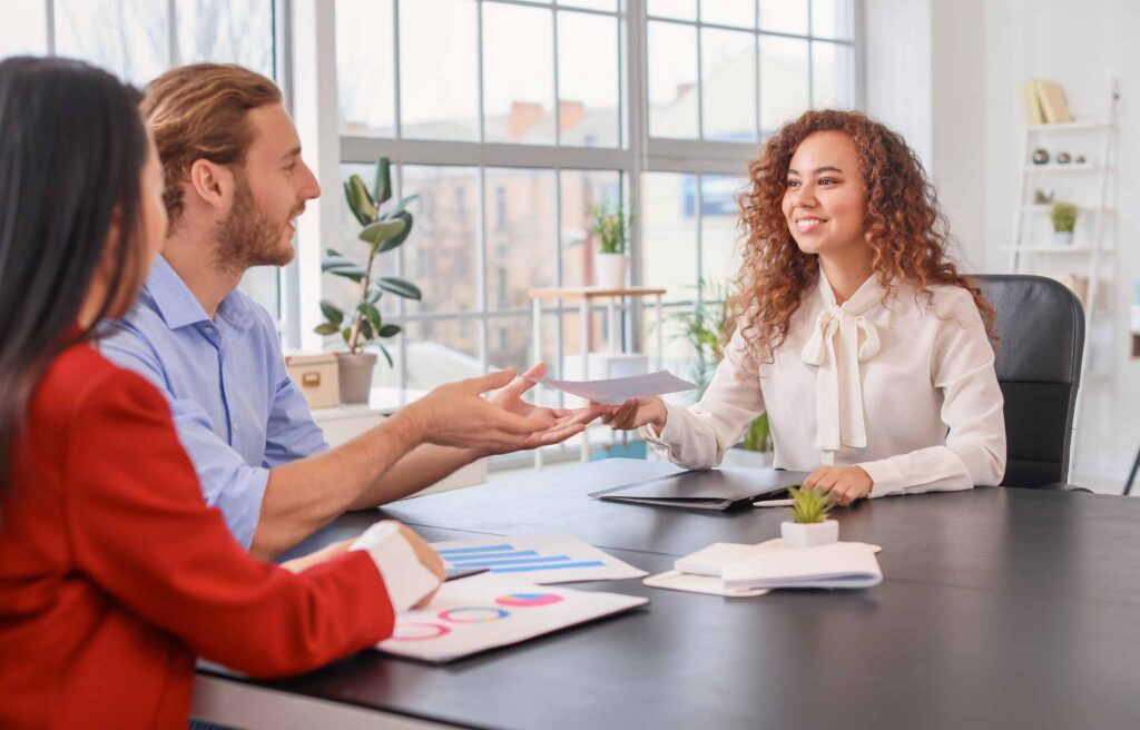 Human Resources Commission Interviewing Woman in Office