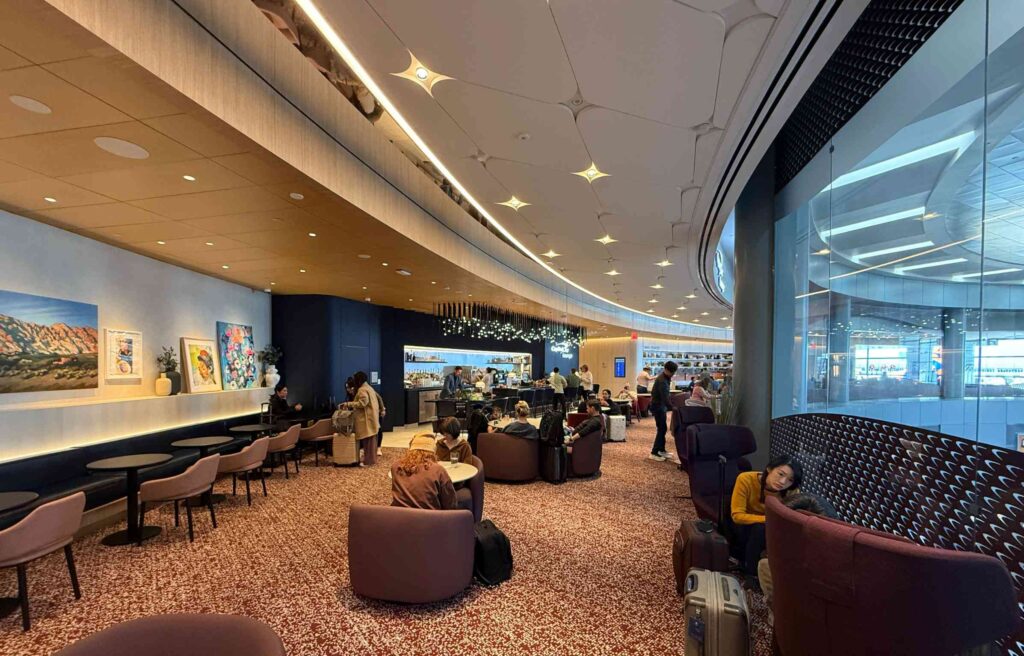 capital one lounge with modern seating and bar, reflecting recent capital one lounge access changes.
