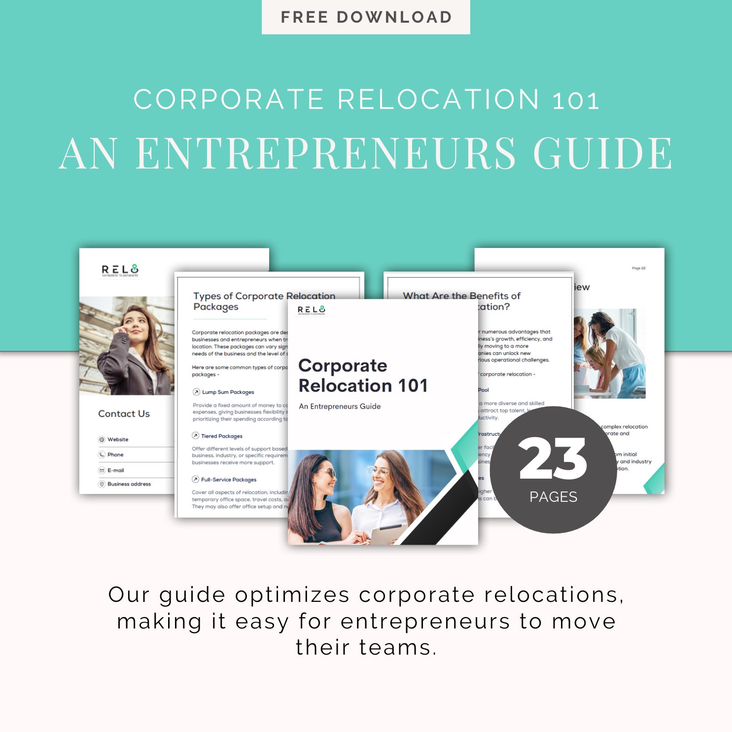 Free corporate relocation guide with 23 pages to help offices move.