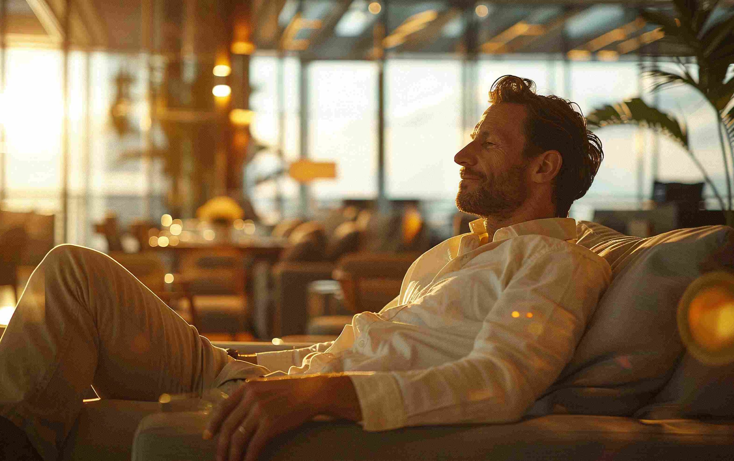 person relaxing in capital one lounge but changes are coming his way