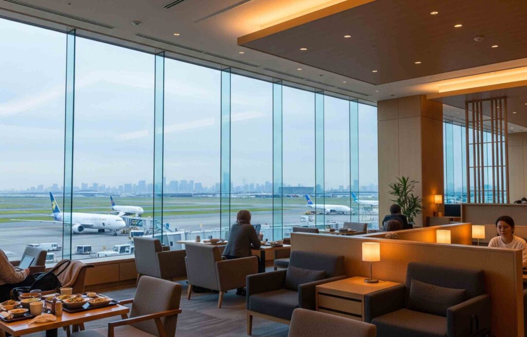 This serene lounge atmosphere reflects what travelers hope to find at the upcoming american express centurion lounge tokyo.