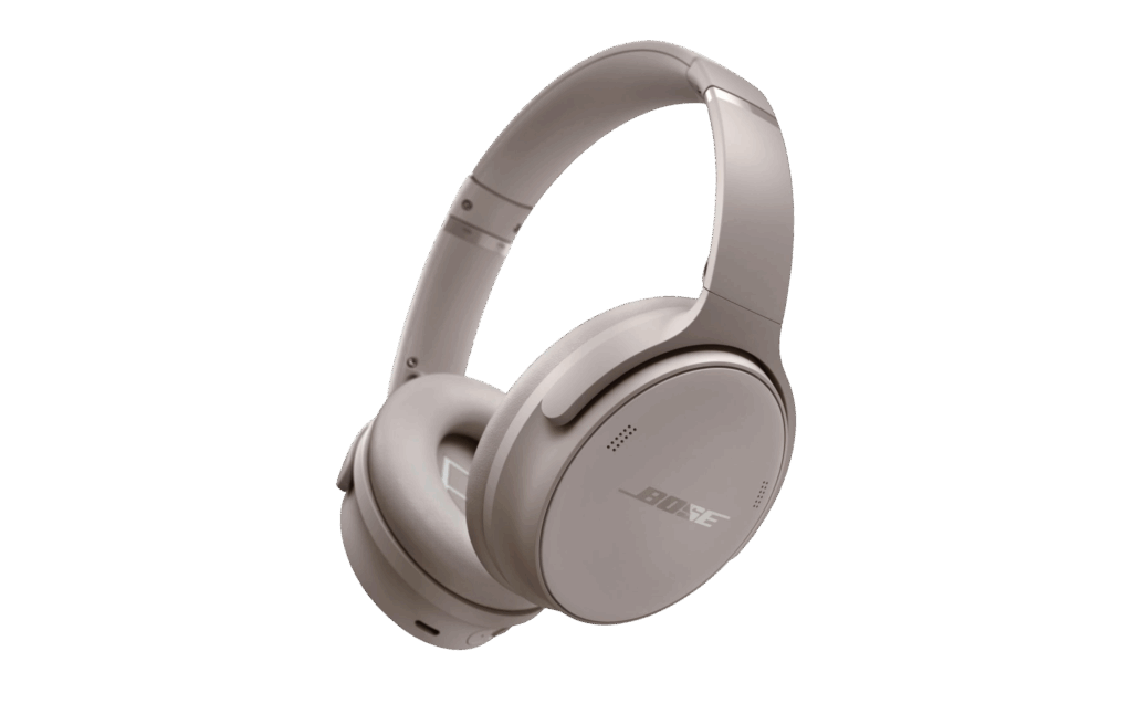 Bose QuietComfort wireless headphones in light beige.