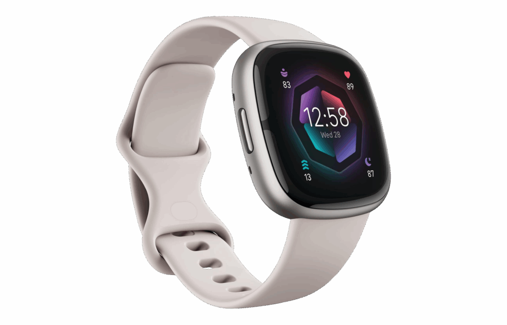 Fitbit Sense 2 smartwatch with soft band and health-tracking display.