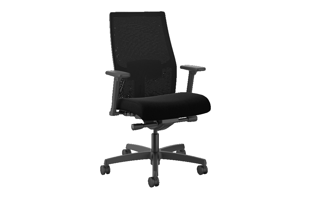 Black ergonomic office chair with mesh back