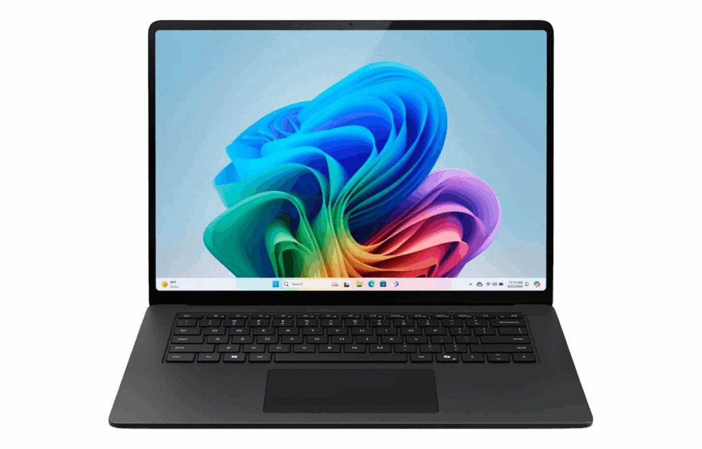 Microsoft Surface Laptop showing a bright Windows screen.