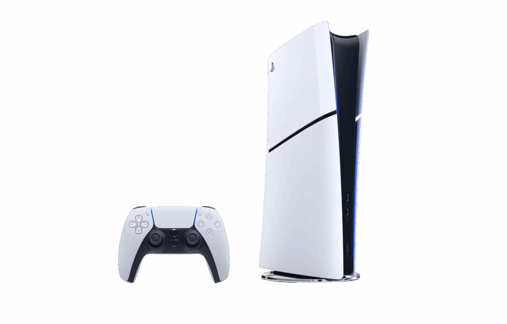PlayStation 5 console with matching DualSense controller.