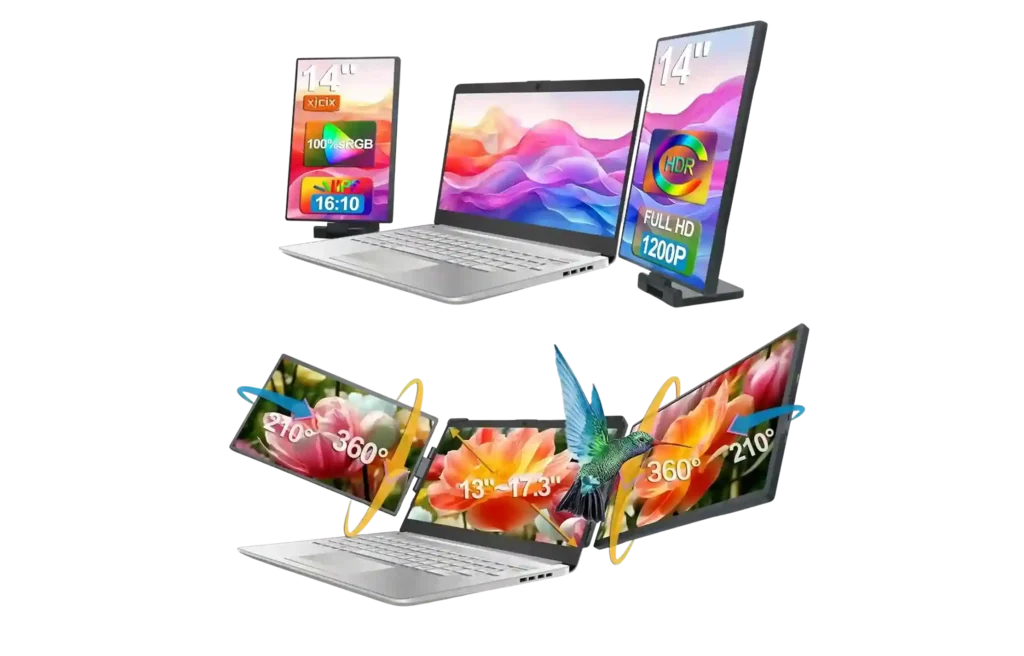 Portable USB-C monitor with slim design for travel and dual-screen setup.