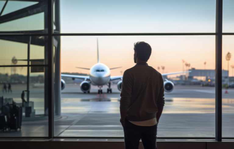 man standing on airport