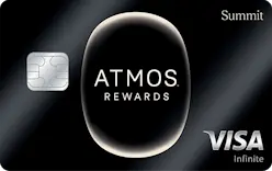 Atmos Rewards Summit Visa Infinite credit card with premium design and Visa branding for travel rewards.