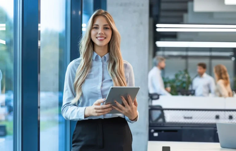 Professional employee preparing for an internal transfer relocation at a new office.